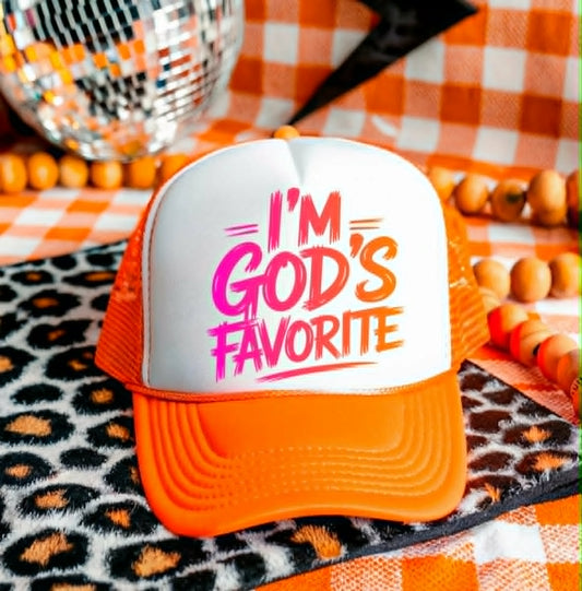 I’m God’s Favorite Trucker Hat Christian Faith Based Snapback Cap